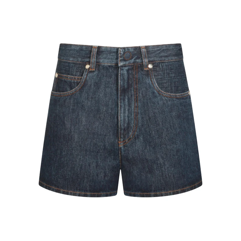 Fendi Short Ff Padded Denim Blue - Women