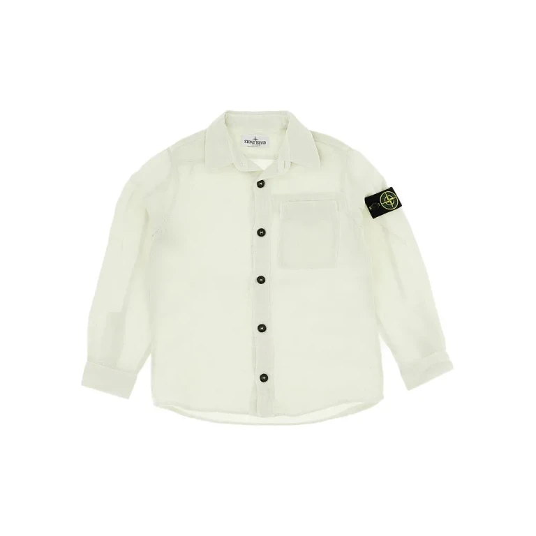 STONE ISLAND Linen shirt with logo badge Kids 6Y