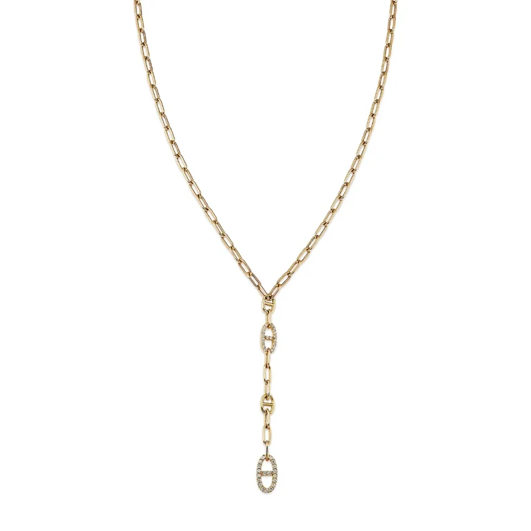 Diamond Link Lariat Necklace in 14K Yellow Gold, 0.50 ct.