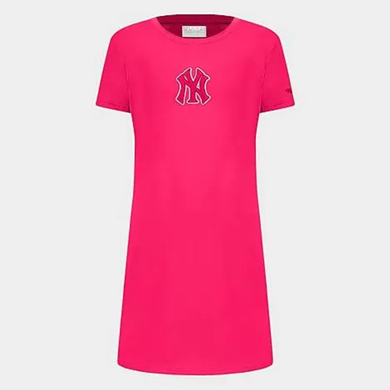 Pro Standard Girls' Big Kids New York Yankees MLB Classic T-Shirt Dress in Beetroot Purple Size: Small