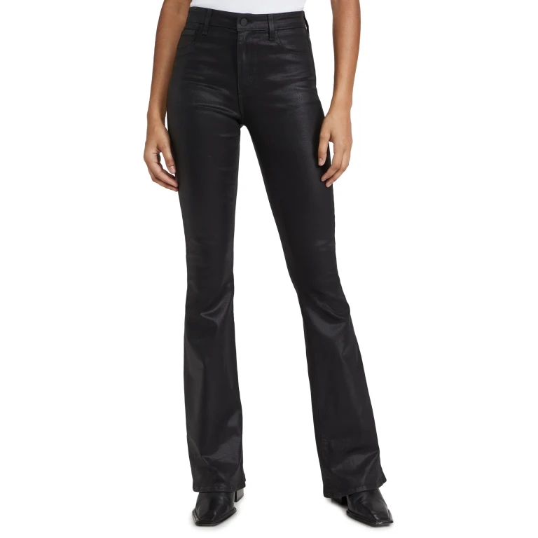 L'AGENCE Marty Ultra High Rise Flare Jeans Noir Coated 27