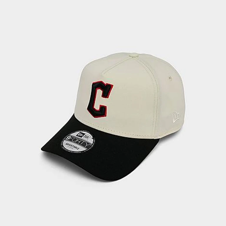 New Era Cleveland Guardians MLB 9FORTY A-Frame Snapback Hat in Chrome/Black