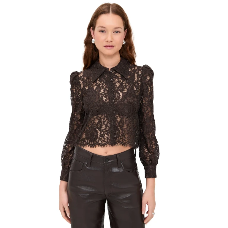 L'AGENCE 아니타 레이스 버튼업 다크 브라운 M