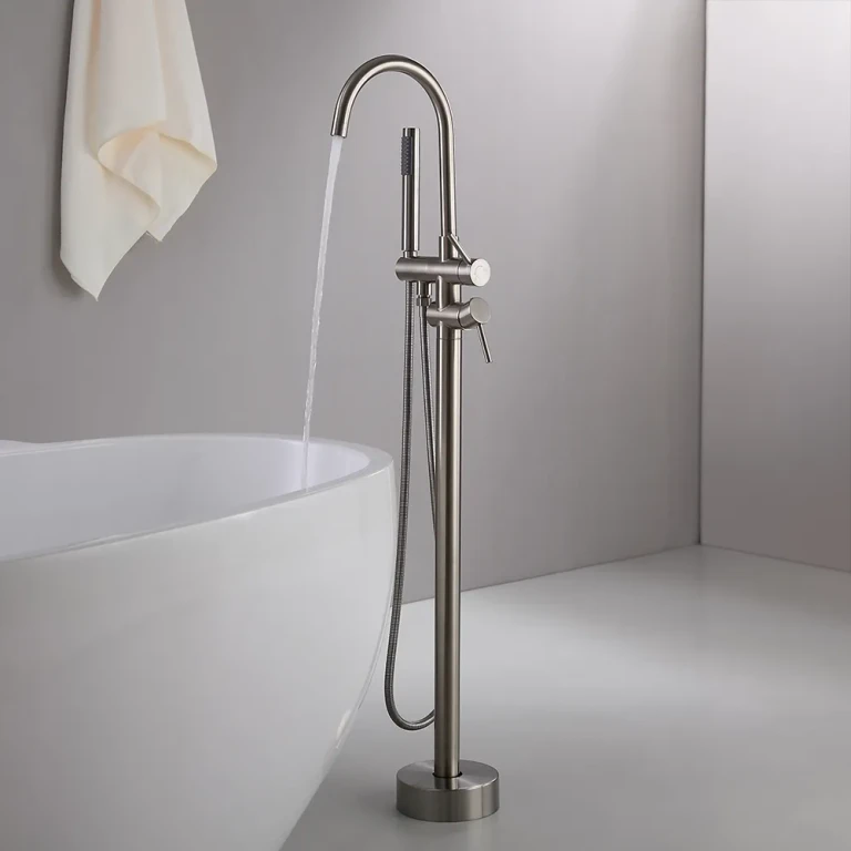 Brewst Modern Brushed Nickel Freestanding Bathtub Faucet Hand Shower Solid Brass