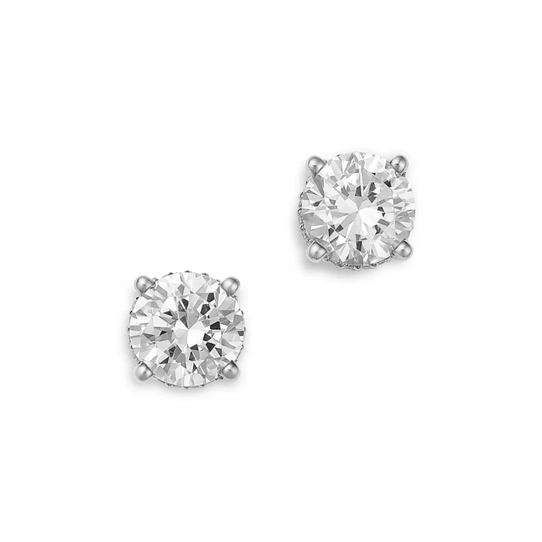 Luxe Collection Certified Lab Grown Diamond Hidden Halo Stud Earrings in Platinum White, 3.0 tcw