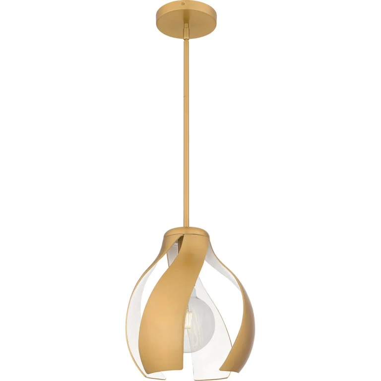 Brushed Weathered Brass One Light Pendant from the Quoizel Pendant Collection