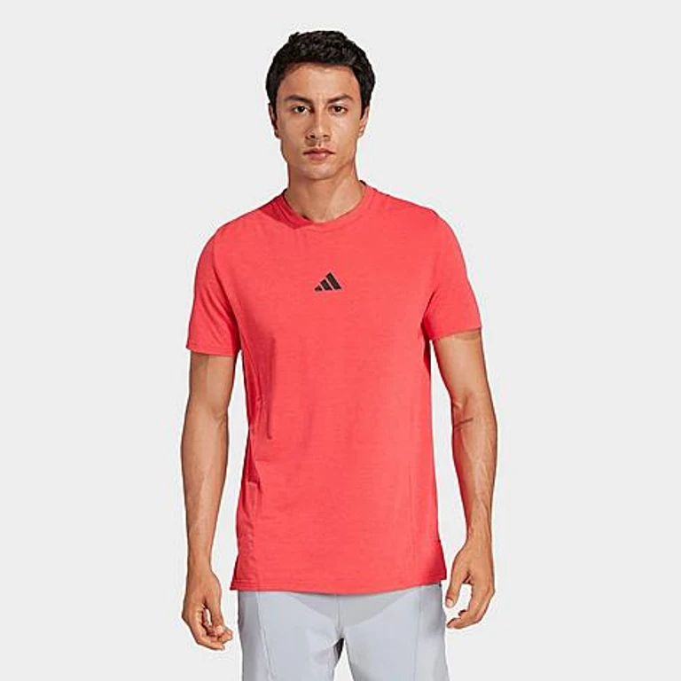 adidas Men's Designed for Training Workout T-Shirt in Pure Ruby Size: XS