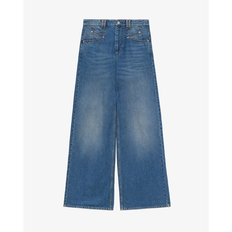 Isabel Marant lemony Light Blue Flared Jeans With Logo Patch In Cotton Denim Woman