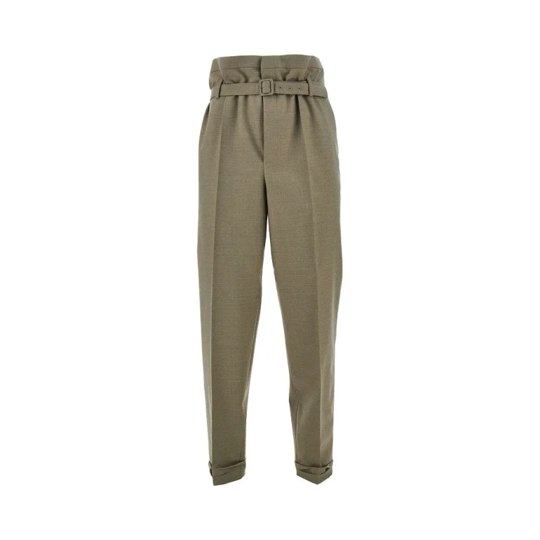 SAINT LAURENT Wool paper-bag pants with belt Man 48