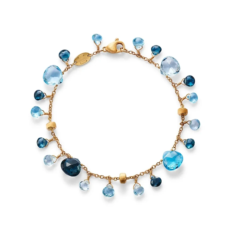 Marco Bicego 18K Yellow Gold Paradise Topaz Swiss Blue & London Blue Topaz Dangle Bracelet