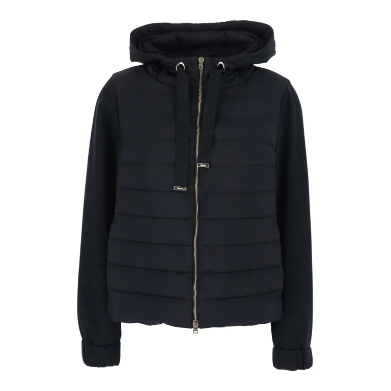 Herno Black Down Jacket With Drawstring Hood And Quilted Design In Cotton And Tech Fabric Woman