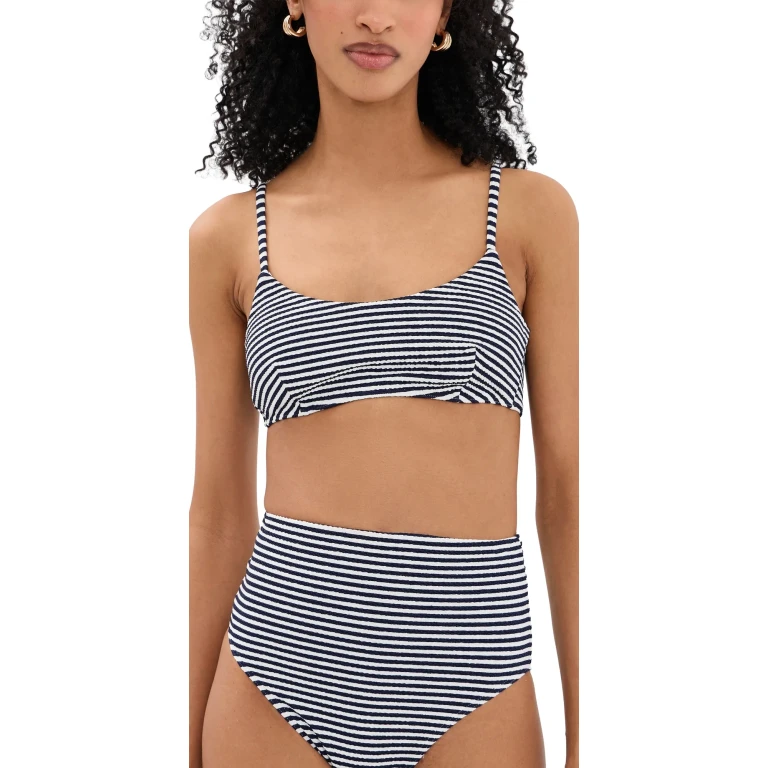 Tanya Taylor Seamless Kaia Top Maritime Blue/Cream Multi M