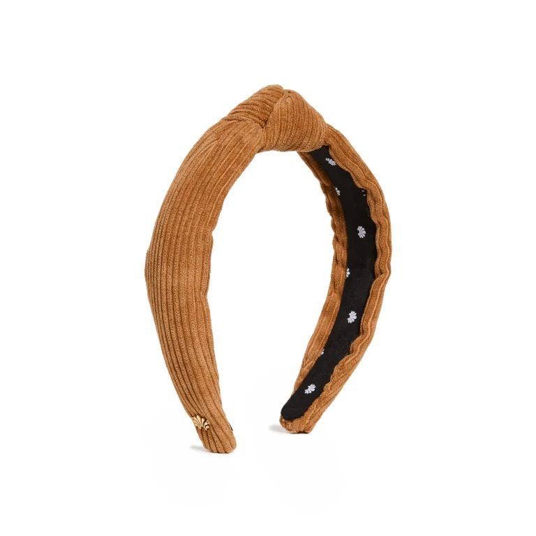 Lele Sadoughi Corduroy Slim Knotted Headband Camel One Size