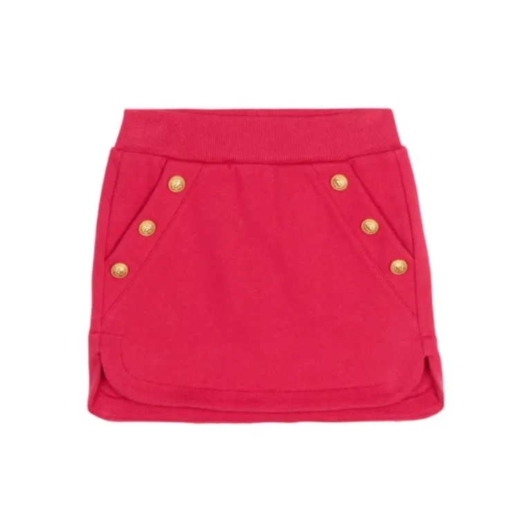 Balmain Girls Button-Detail Cotton Skirt