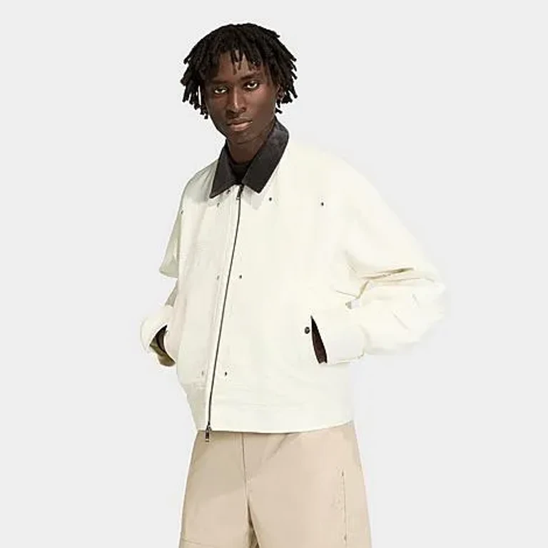 adidas Men's Originals Premium Essentials Bomber Jacket in Ivory Size: Small