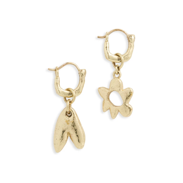 ALÉMAIS Calypso Flower and Heart Earrings Gold One Size