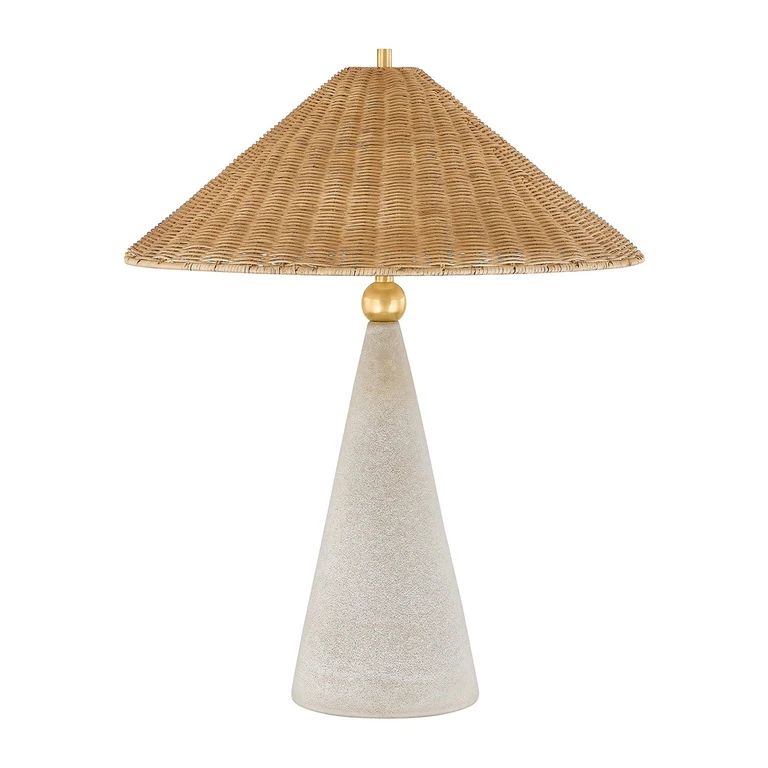 Aged Brass Ceramic Windswept White Table Lamp from the Perilla Collection