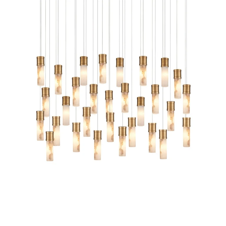 Vintage Brass White Silver 30 Light Pendant from the Cannula Collection