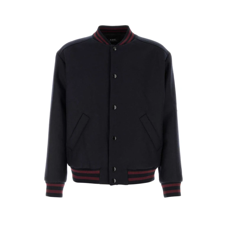 A. P.C. Midnight Blue Wool Blend Bomber Jacket