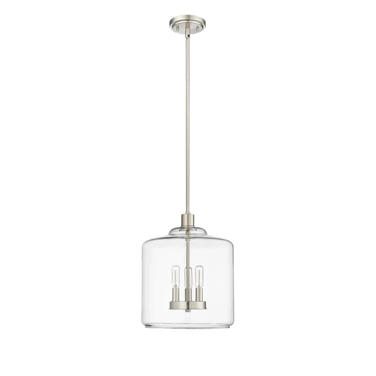 Brushed Nickel Three Light Pendant from the Asheville Collection