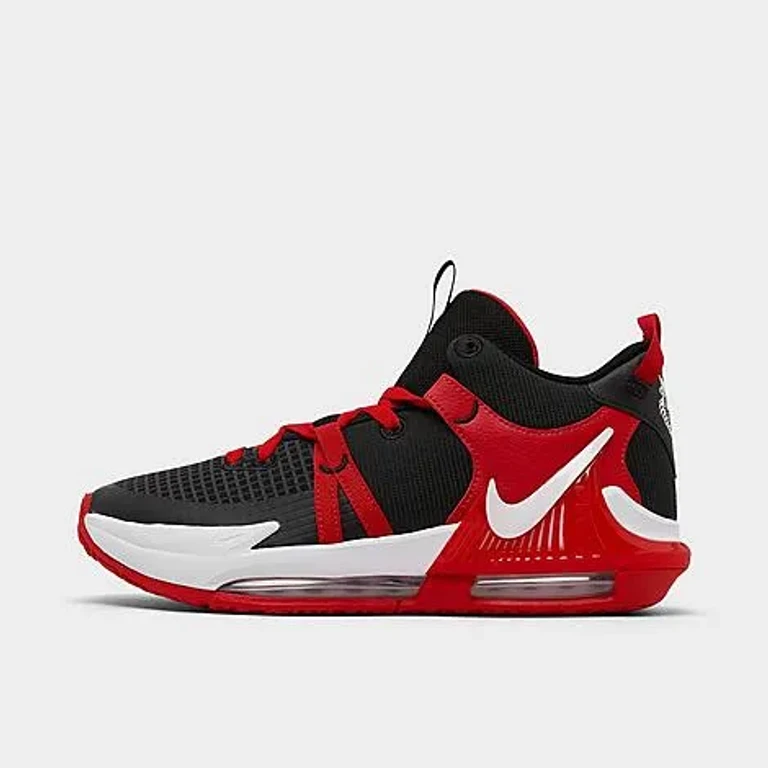 Nike Big Kids LeBron Witness 7 Basketball Shoes in Black/White/University Red Size: 3.5