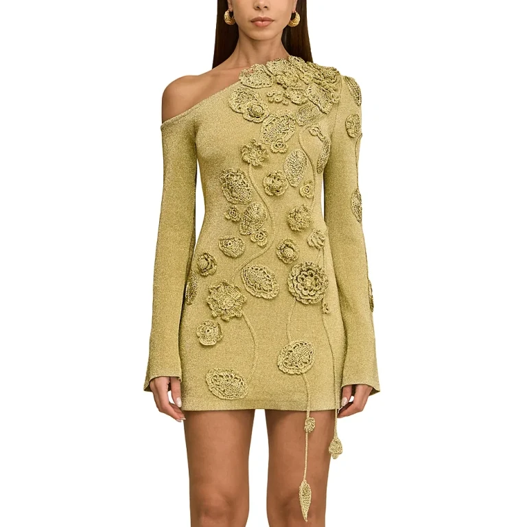 Cult Gaia Kaela Floral Applique Knit Dress