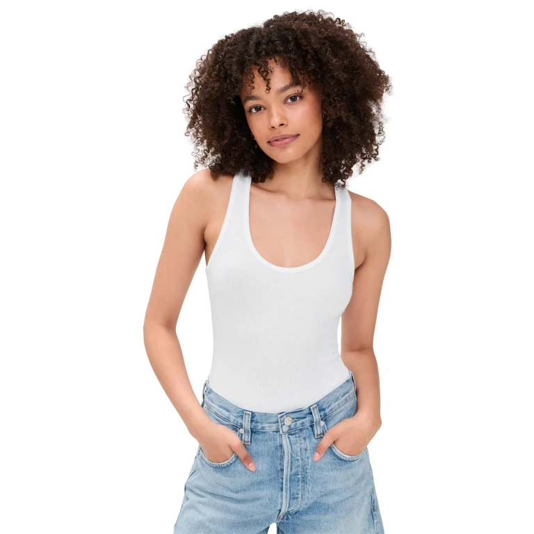 Commando Better Than Basic Rib Tank Thong Bodysuit White M