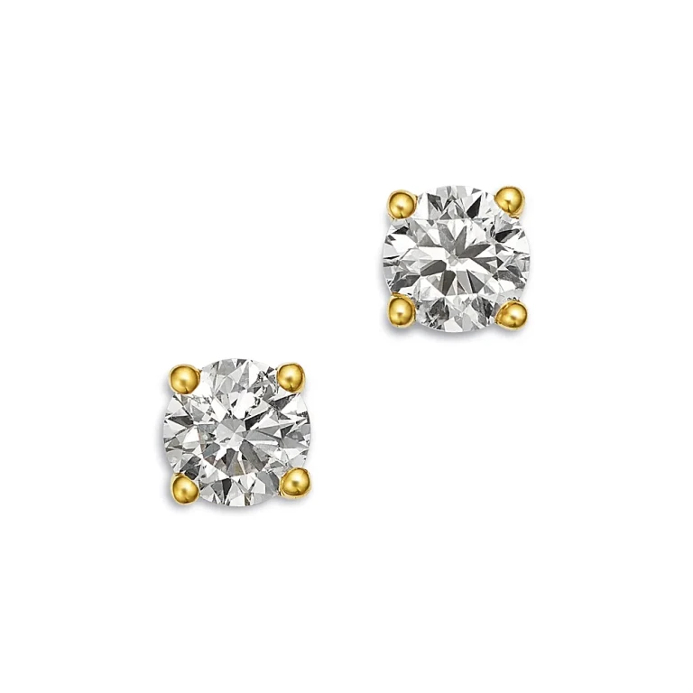 Certified Diamond Colorless Stud Earrings in 18K Yellow Gold, 0.50 tcw