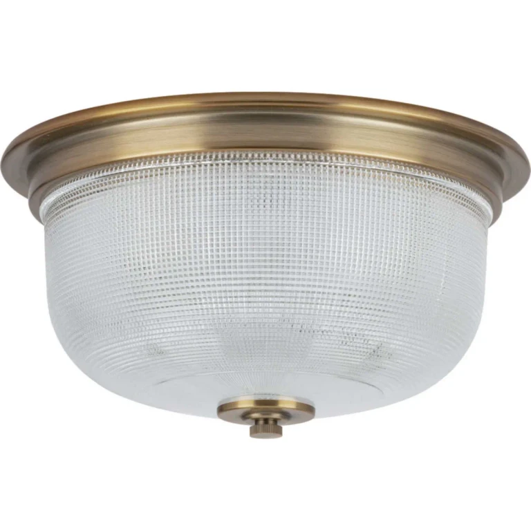 Vintage Brass Two Light Flush Mount from the Archie Collection