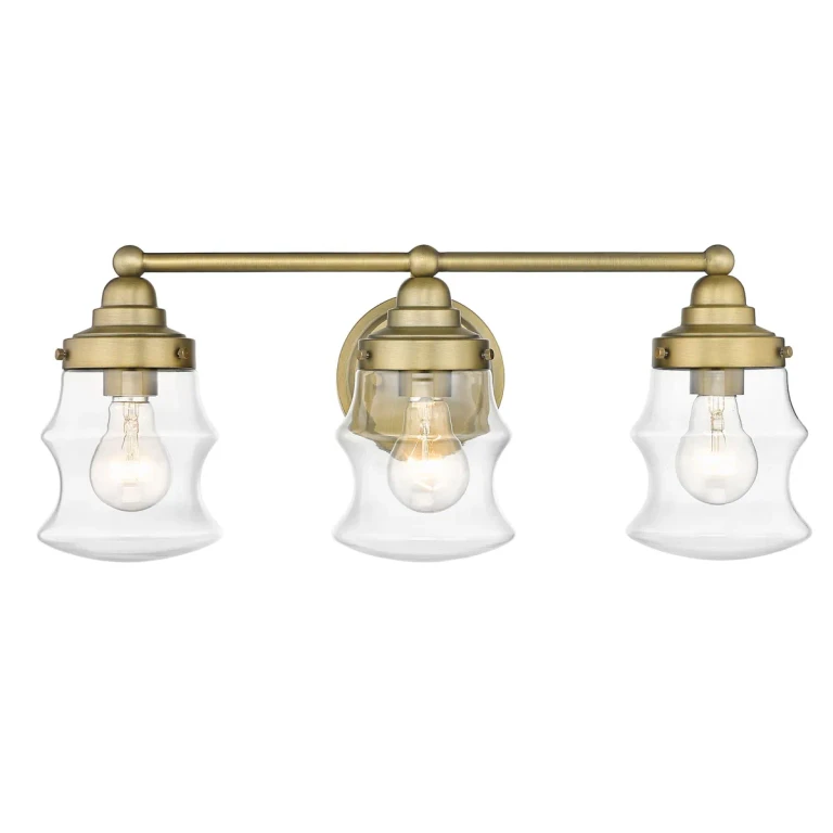 Antique Brass Three Light Vanity from the Keal Collection