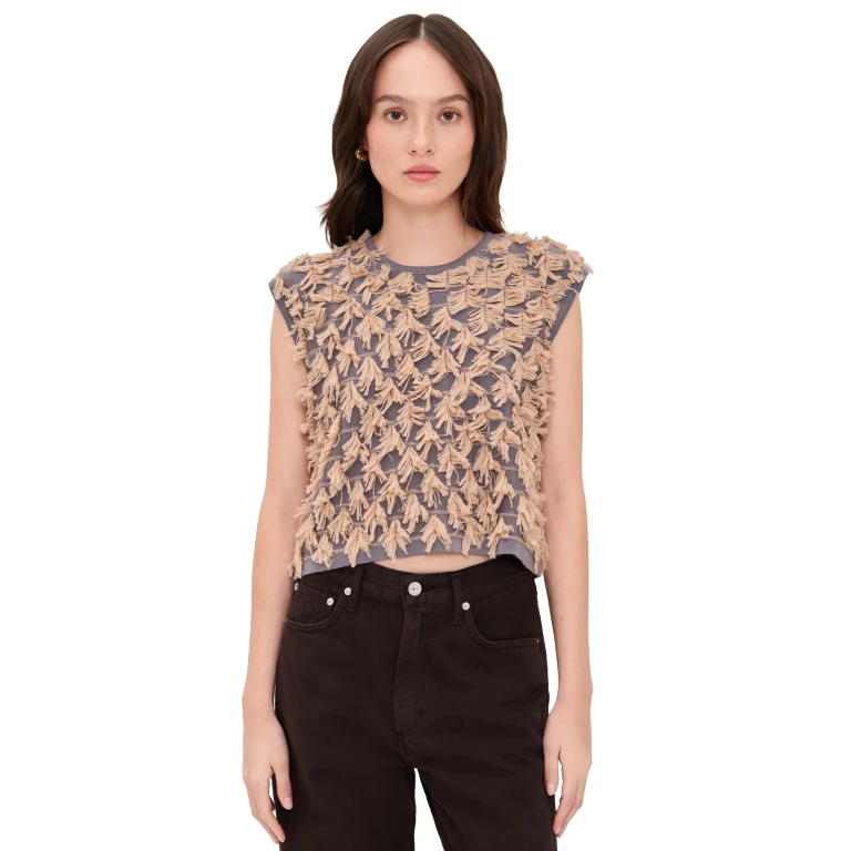Rachel Comey Hazlitt Fringe Top Dusty Mauve/Blush XS