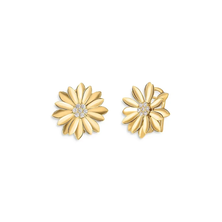 Roberto Coin 18K Yellow Gold Margherita Floral Earrings with Diamonds, 0.18 tcw