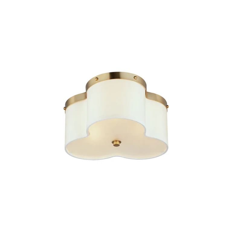Satin Brass Three Light Flush Mount from the Clover Collection