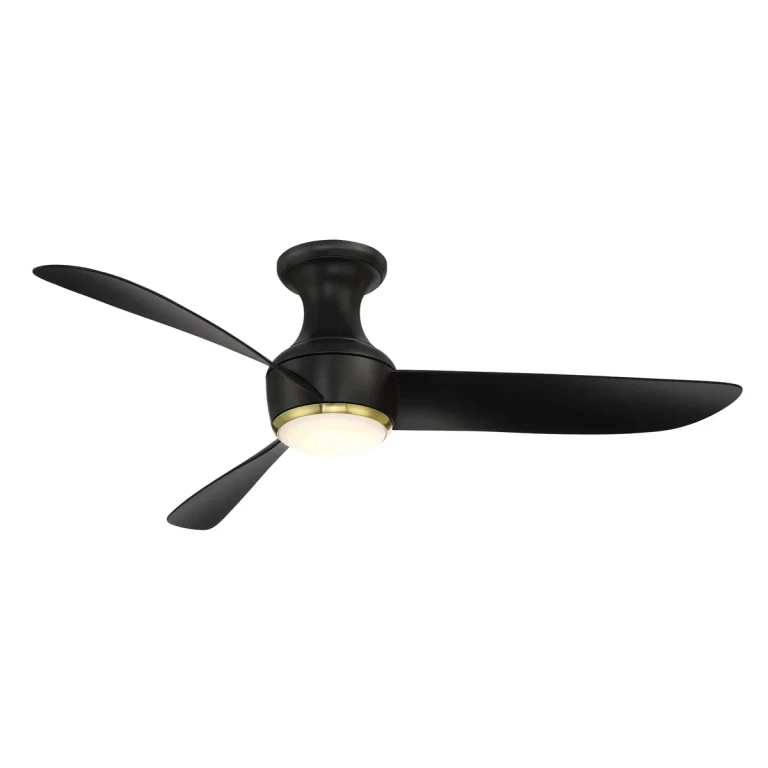 Soft Brass Matte Black 44"Ceiling Fan from the Corona Collection