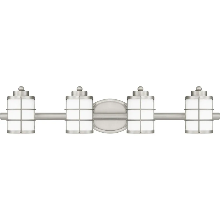 Brushed Nickel Four Light Bath from the Hazlett Collection