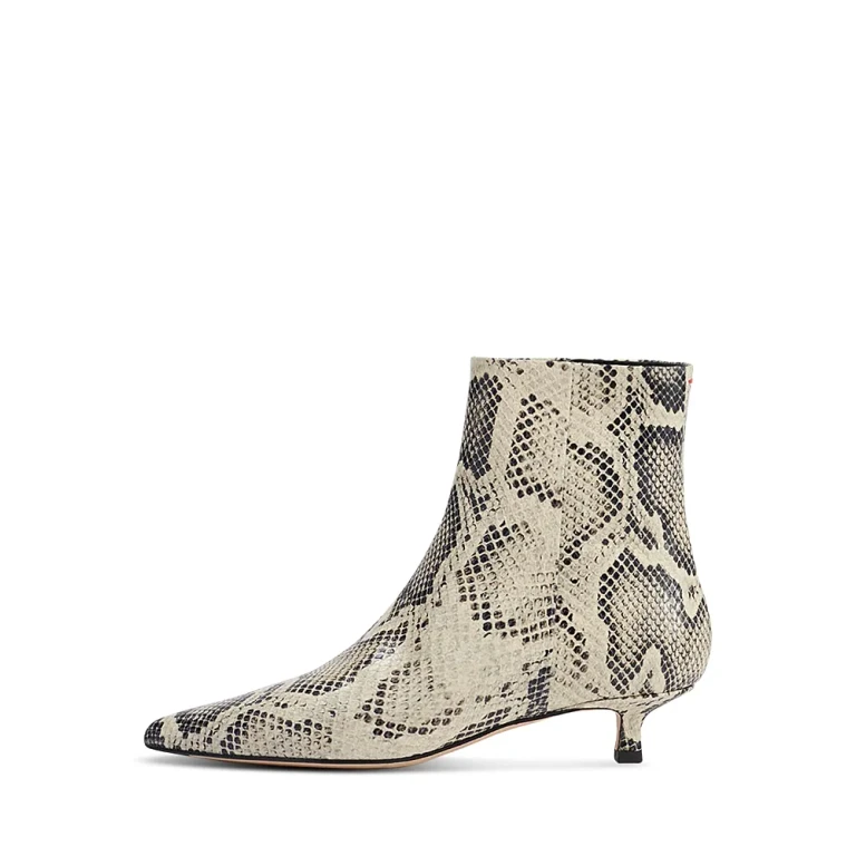 Aeyde Women's Sofie Pointed Toe Embossed Kitten Heel Ankle Boots