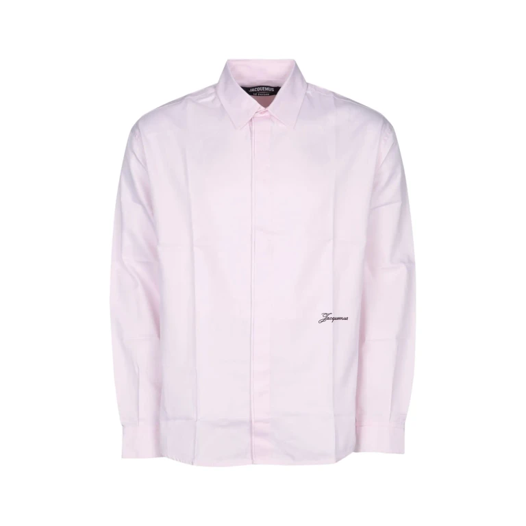 Jacquemus simon Pink Shirt With Logo Lettering On The Front In Cotton Man