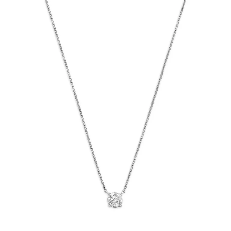 Diamond Certified Solitaire Pendant Necklace in 14K White Gold, 0.50 tcw