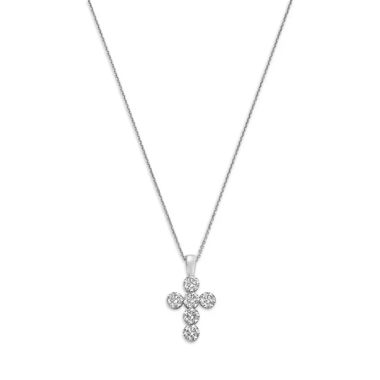 Luxe Collection Certified Lab Grown Diamond Cross Pendant Necklace in 14K White Gold, 2.0 tcw