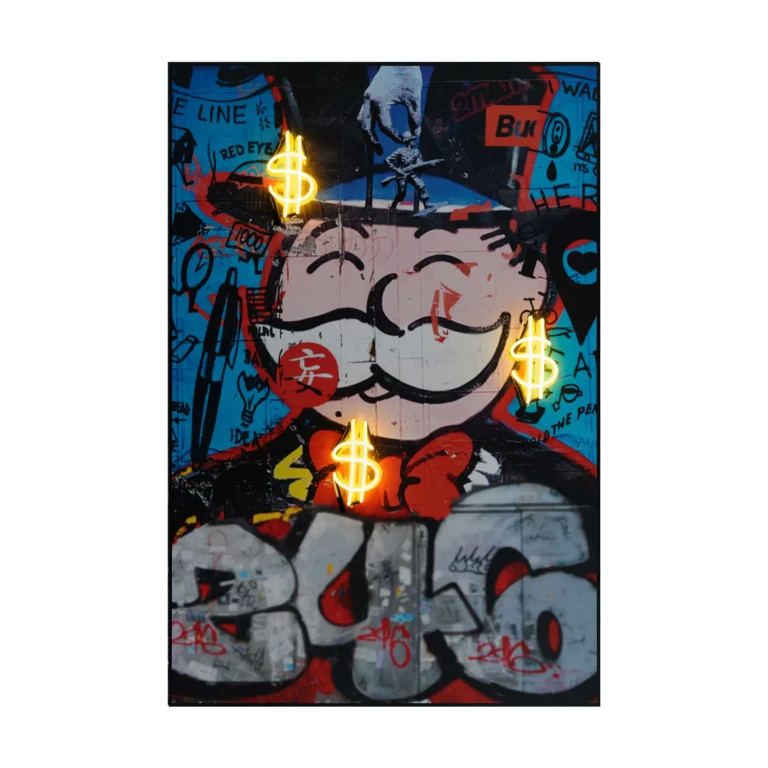 Neon Graffiti Art Print | Andrew Martin Monopoly Man