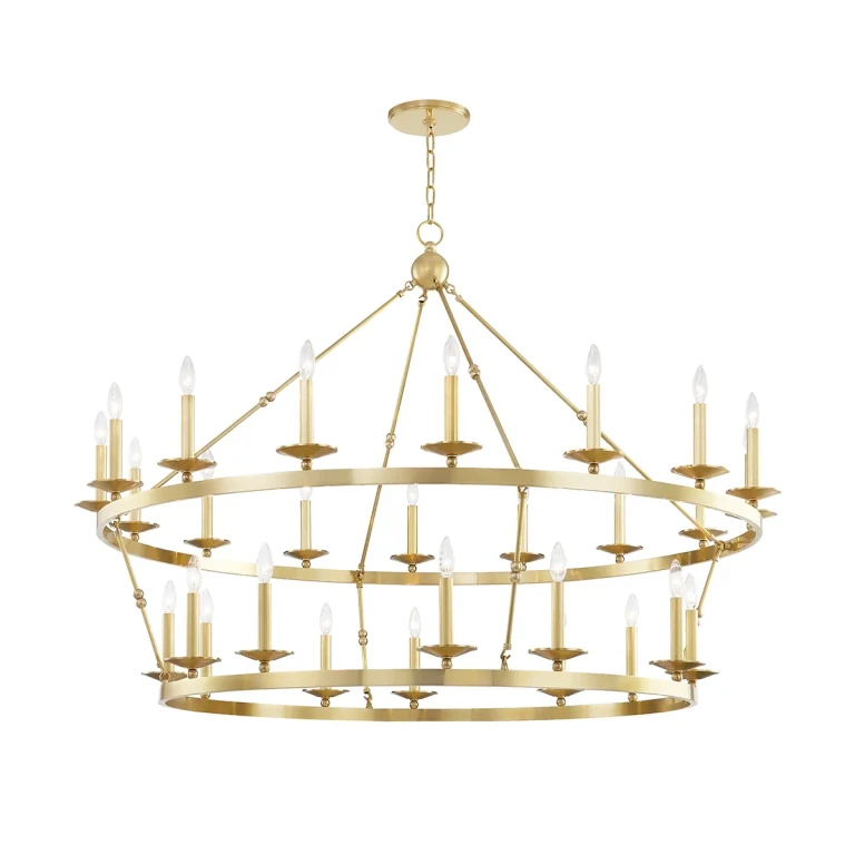 Aged Brass 28 Light Chandelier from the Allendale Collection