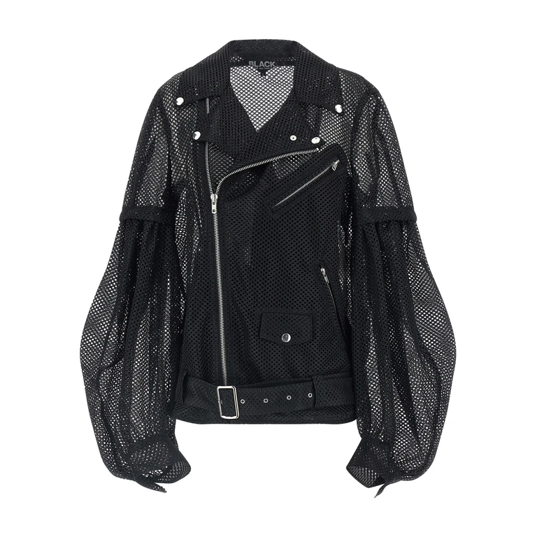 Comme Des Garcons Black Mesh Jacket Black Polyester Down Jacket, Parka, Casual - Men