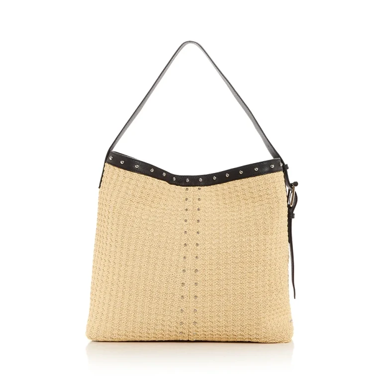 McQueen T-Bar Sling Raffia Shoulder Bag