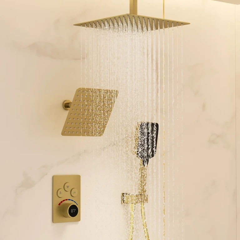 Dual Head Shower System â 12" Ceiling & 8" Wall Shower with Handheld, Solid Brass