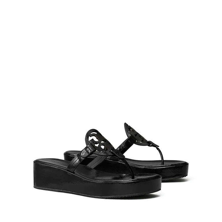 Tory Burch Miller Wedge Sandals 25mm Perfect Black 10