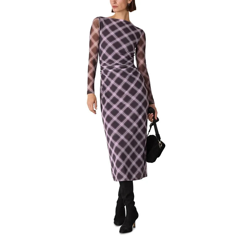 Whistles Check Mesh Dress