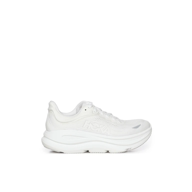 Hoka bondi 9 White Low Top Sneakers With Maxi Logo Lettering On The Side In Tech Fabric Unisex