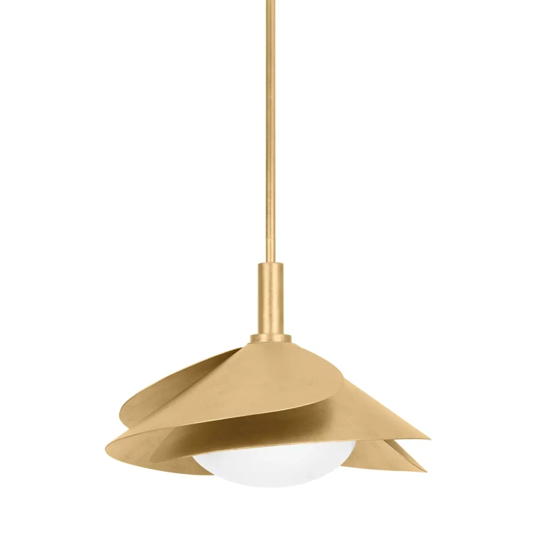Vintage Gold Leaf One Light Pendant from the Brookhaven Collection