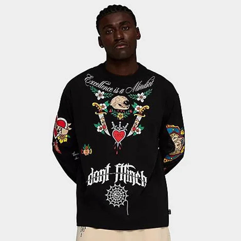 Men's Puma Swish N' Ink Long-Sleeve Basketball T-Shirt in Puma Black Size: Small