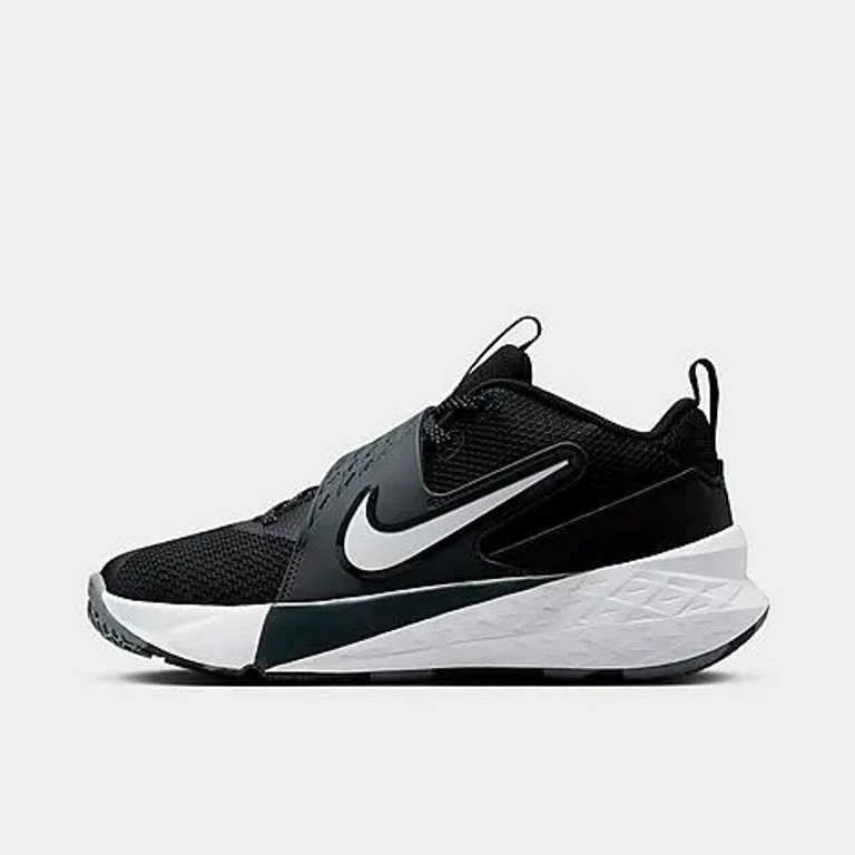 Nike Big Kids Team Hustle D 12 Basketball Shoes in Black/Anthracite/White Size: 3.5